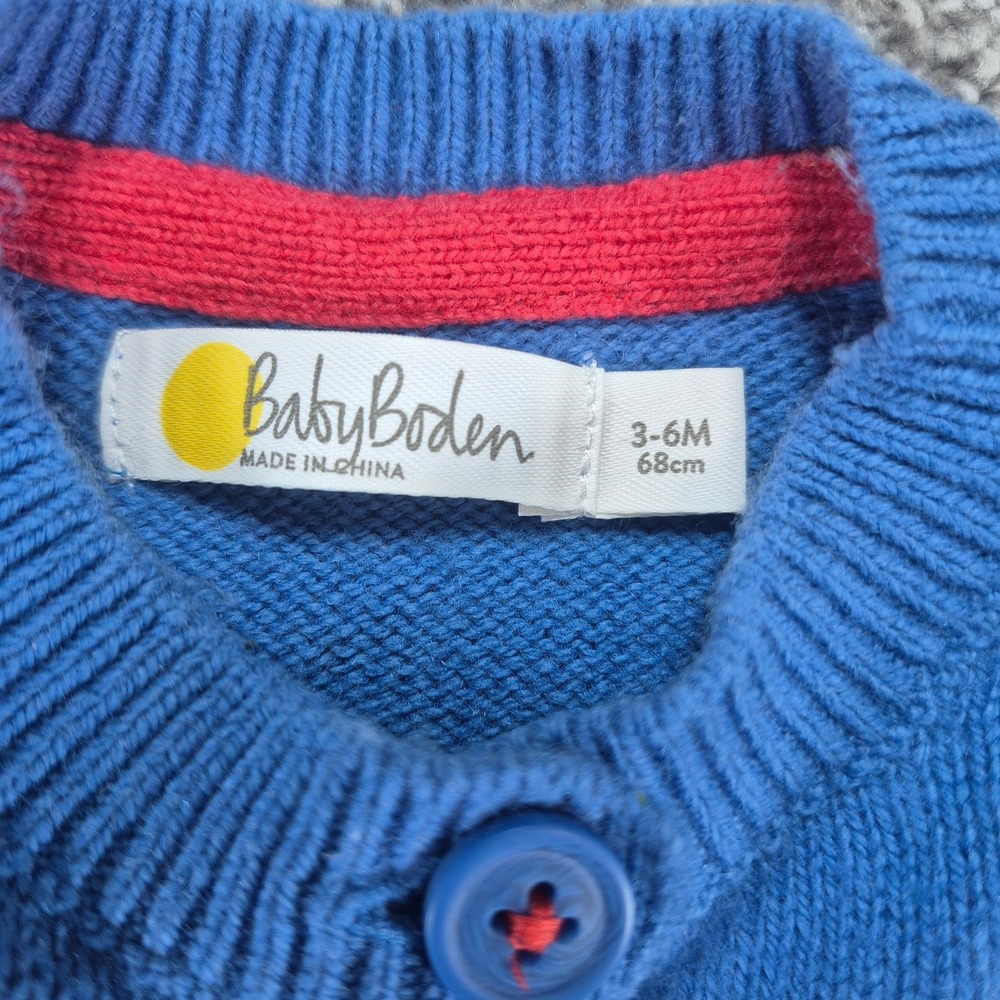 Baby Boden Intarsia Knit Sweater Size 3-6M Farm Cardigan Cotton Wool Cashmere - Picture 3 of 7